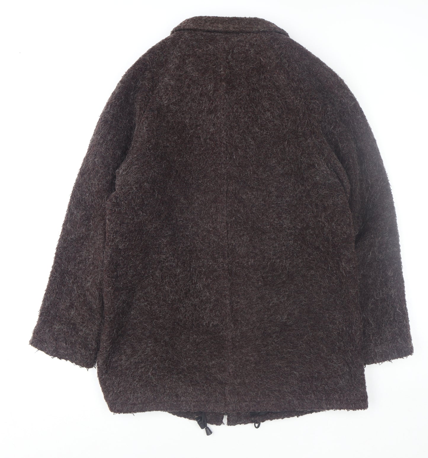 Sasha Women Brown Mohair Blend Mid-Length Zip Coat Size 12
