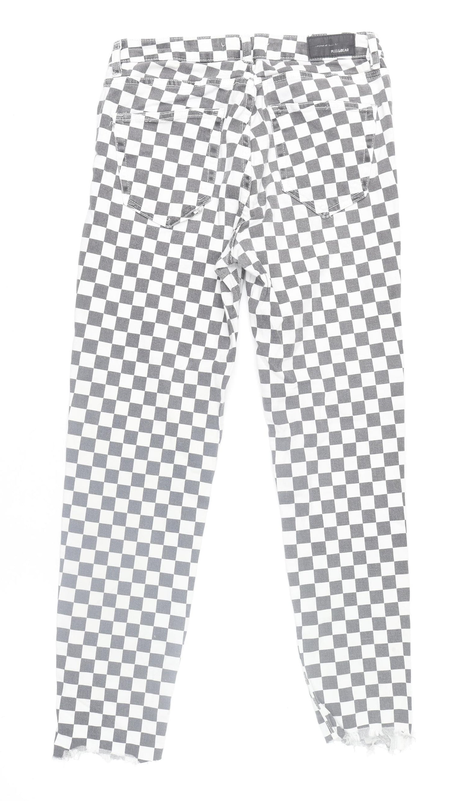 Pull&Bear Womens Black White Check Skinny Jeans Size 12