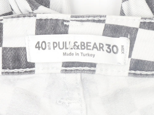 Pull&Bear Womens Black White Check Skinny Jeans Size 12