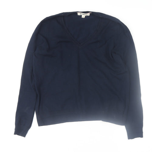 Boden Women's Blue V-Neck Cotton Knit Jumper Size M