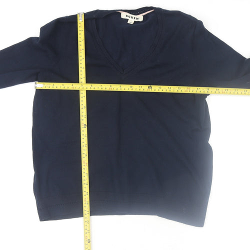 Boden Women's Blue V-Neck Cotton Knit Jumper Size M