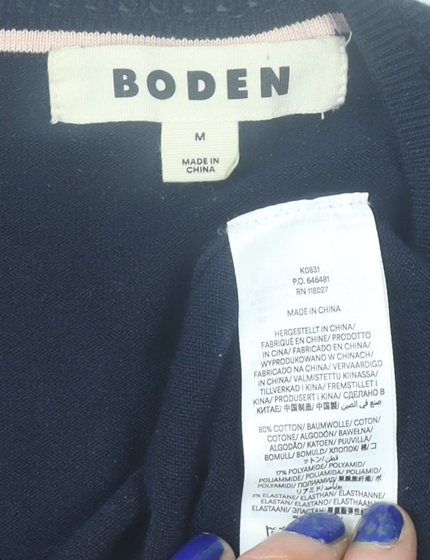 Boden Women's Blue V-Neck Cotton Knit Jumper Size M