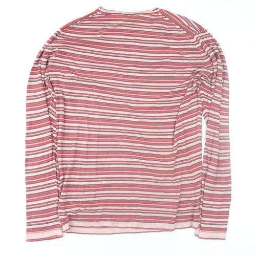 John Smedley Women's Pink Striped Cotton Long Sleeve T-Shirt Size S