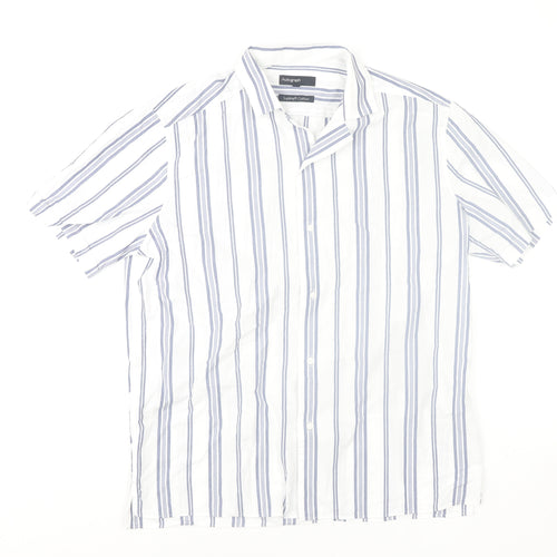 Marks and Spencer Men’s White Striped Cotton Short Sleeve Shirt Size M