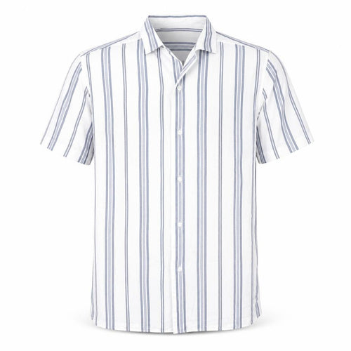 Marks and Spencer Men’s White Striped Cotton Short Sleeve Shirt Size M