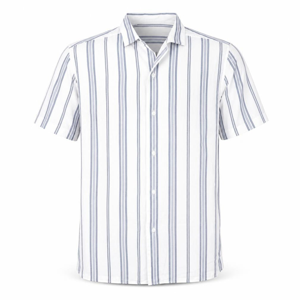 Marks and Spencer Men’s White Striped Cotton Short Sleeve Shirt Size M