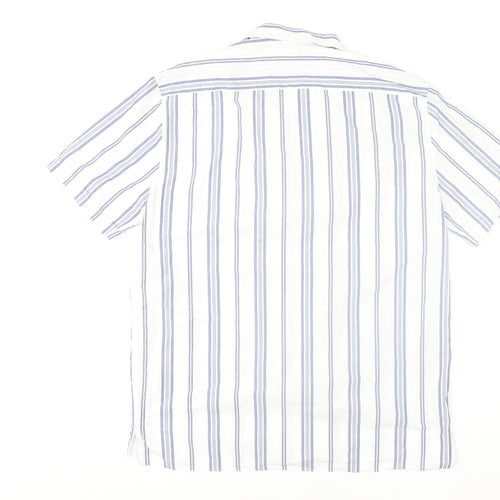 Marks and Spencer Men’s White Striped Cotton Short Sleeve Shirt Size M