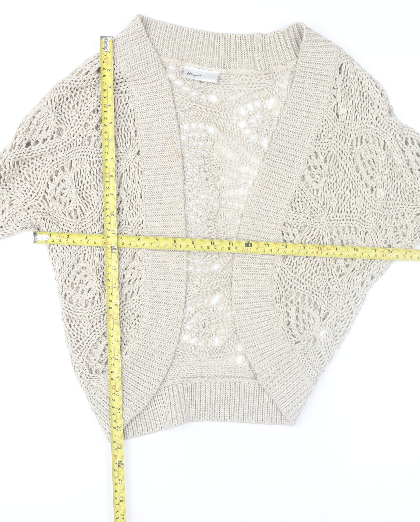 BHS Women’s Beige Open-Knit Acrylic Shrug Size 16