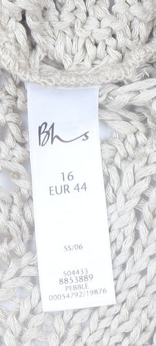 BHS Women’s Beige Open-Knit Acrylic Shrug Size 16