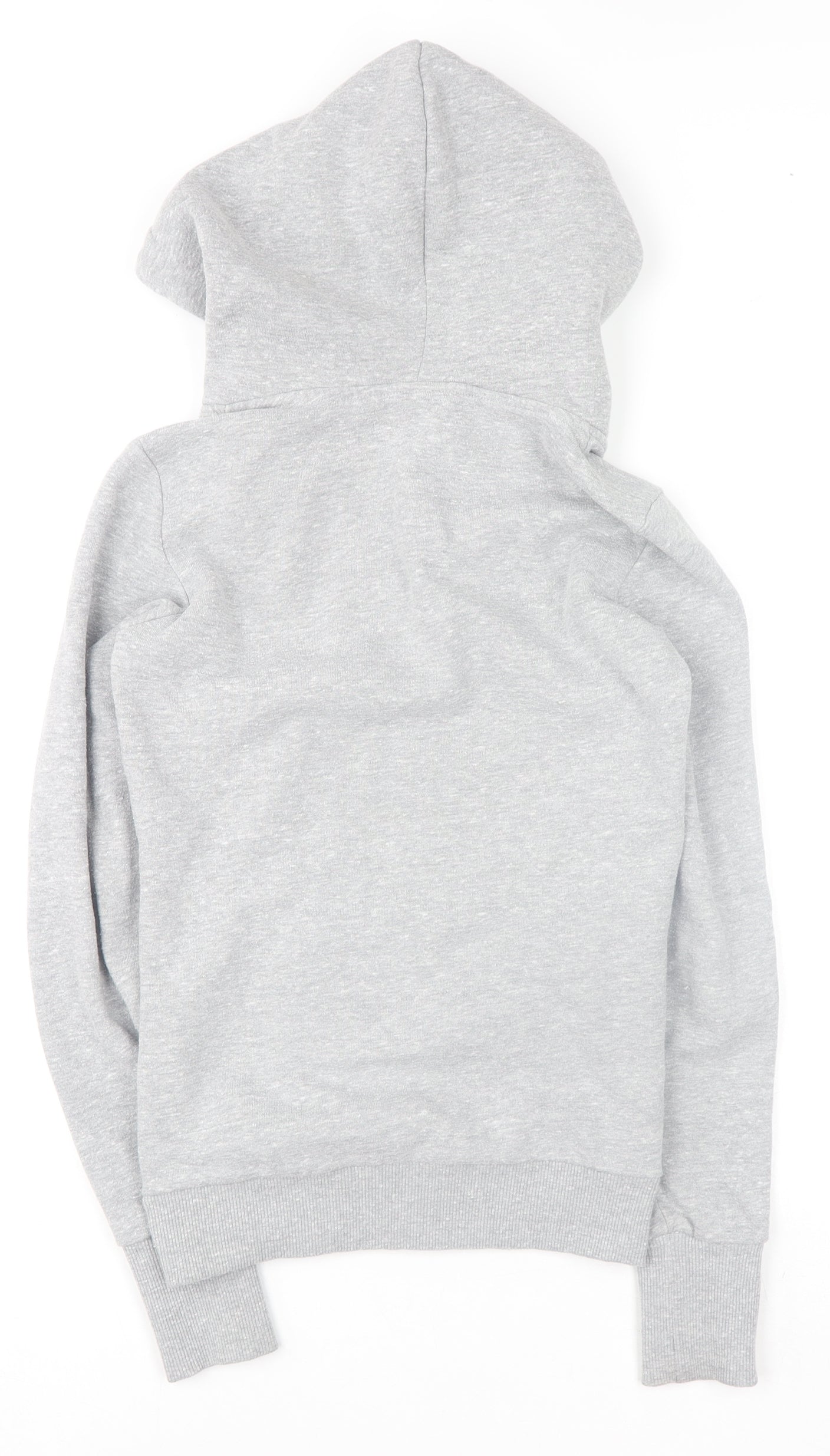 Superdry Womens Grey Full Zip Hoodie UK 6 Classic Logo Sweatshirt