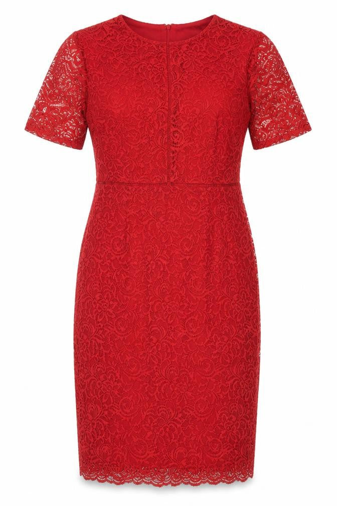 Marks and Spencer Women’s Red Lace Sheath Dress Size 10 Regular Formal