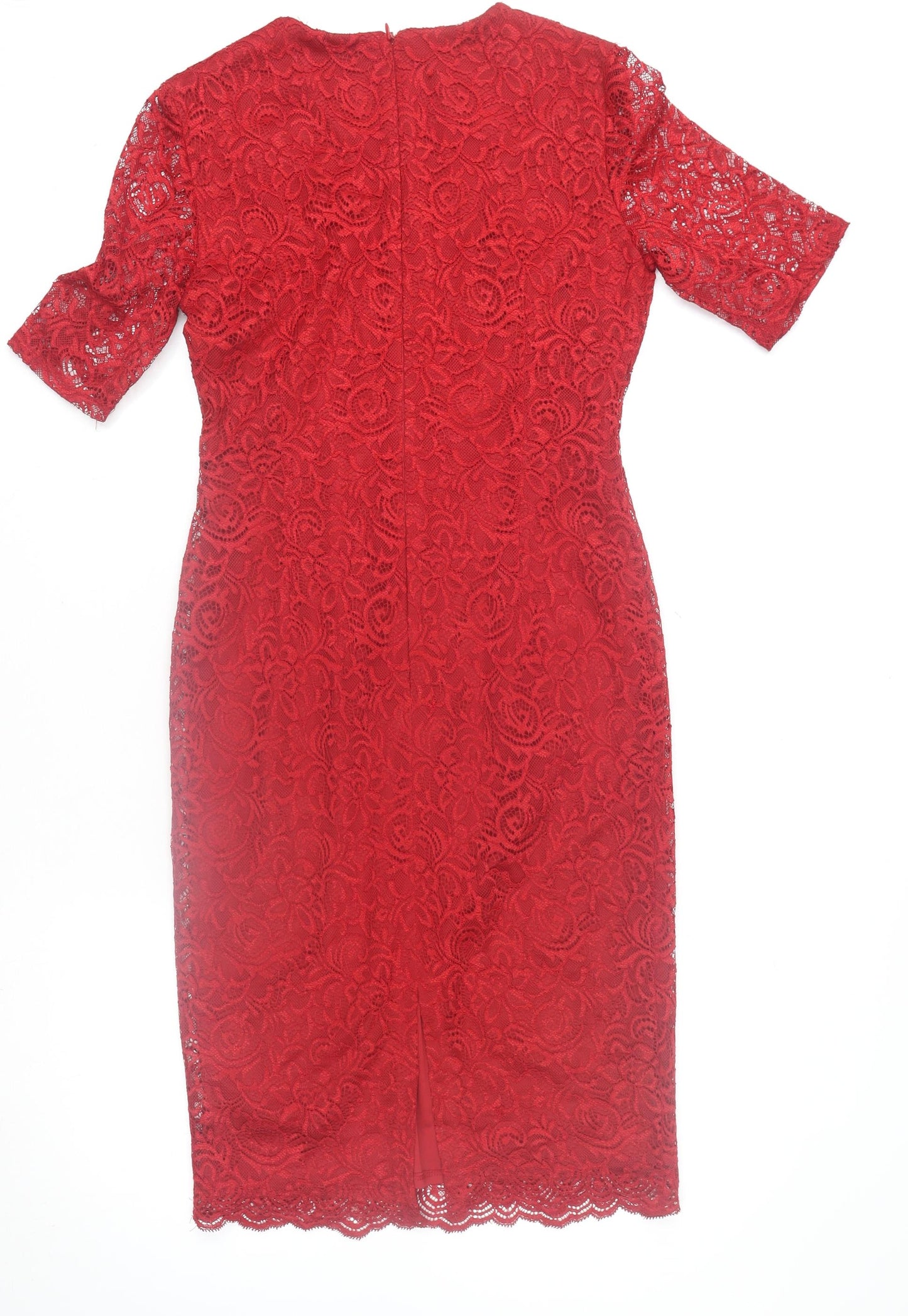 Marks and Spencer Women’s Red Lace Sheath Dress Size 10 Regular Formal