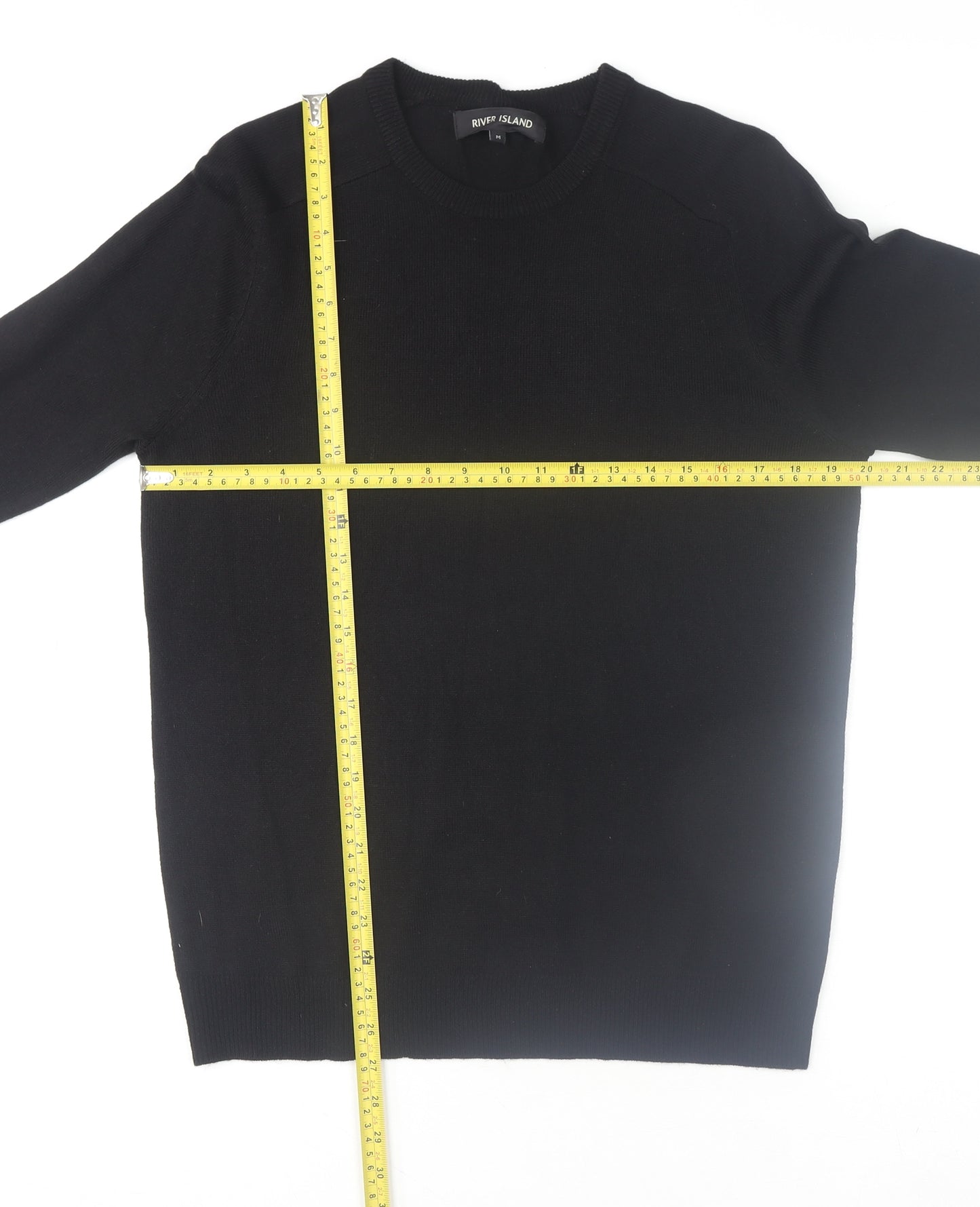 River Island Men’s Black Medium Pullover Jumper Crew Neck Acrylic