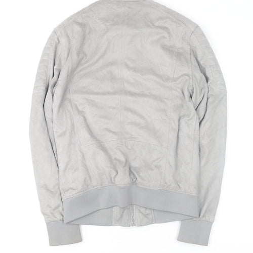 River Island Women Grey Suede Look Bomber Jacket Size S
