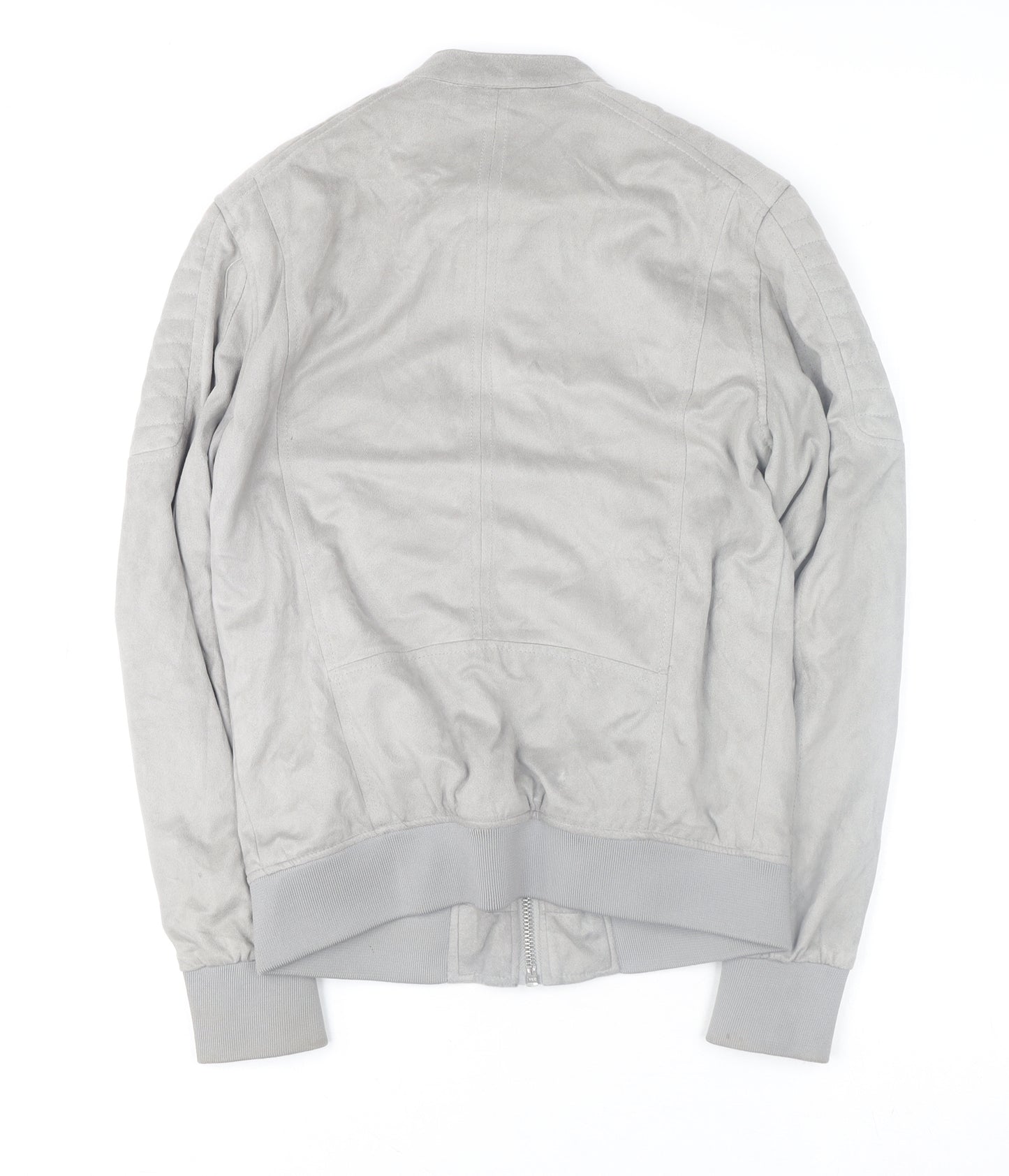 River Island Women Grey Suede Look Bomber Jacket Size S