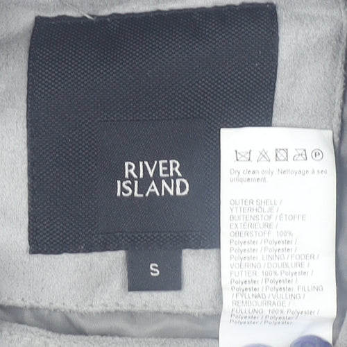 River Island Women Grey Suede Look Bomber Jacket Size S
