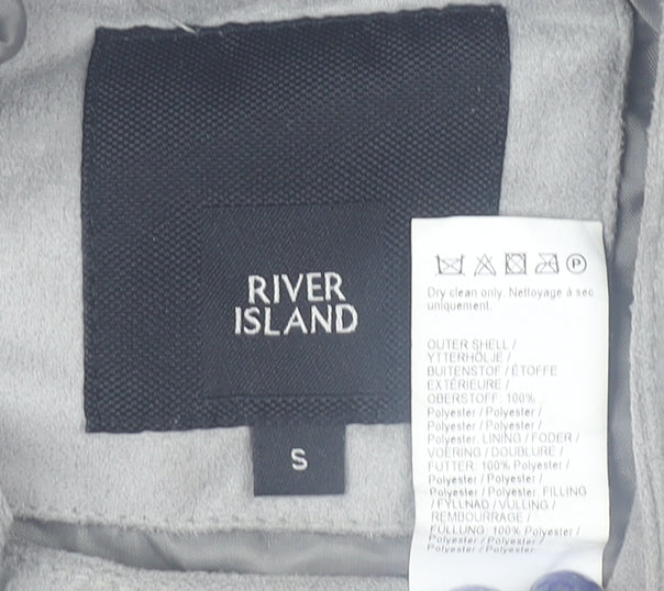 River Island Women Grey Suede Look Bomber Jacket Size S