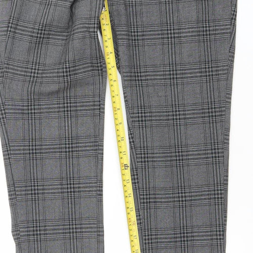 Jack & Jones Mens Grey Check Slim Chino Trousers 29W 32L