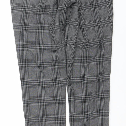 Jack & Jones Mens Grey Check Slim Chino Trousers 29W 32L