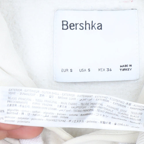 Bershka Women's Beige Pullover Hoodie Small Everything is Good Graphic