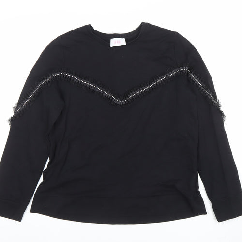 SANDRO Women’s Black Beaded Long Sleeve Pullover Sweatshirt Size 14