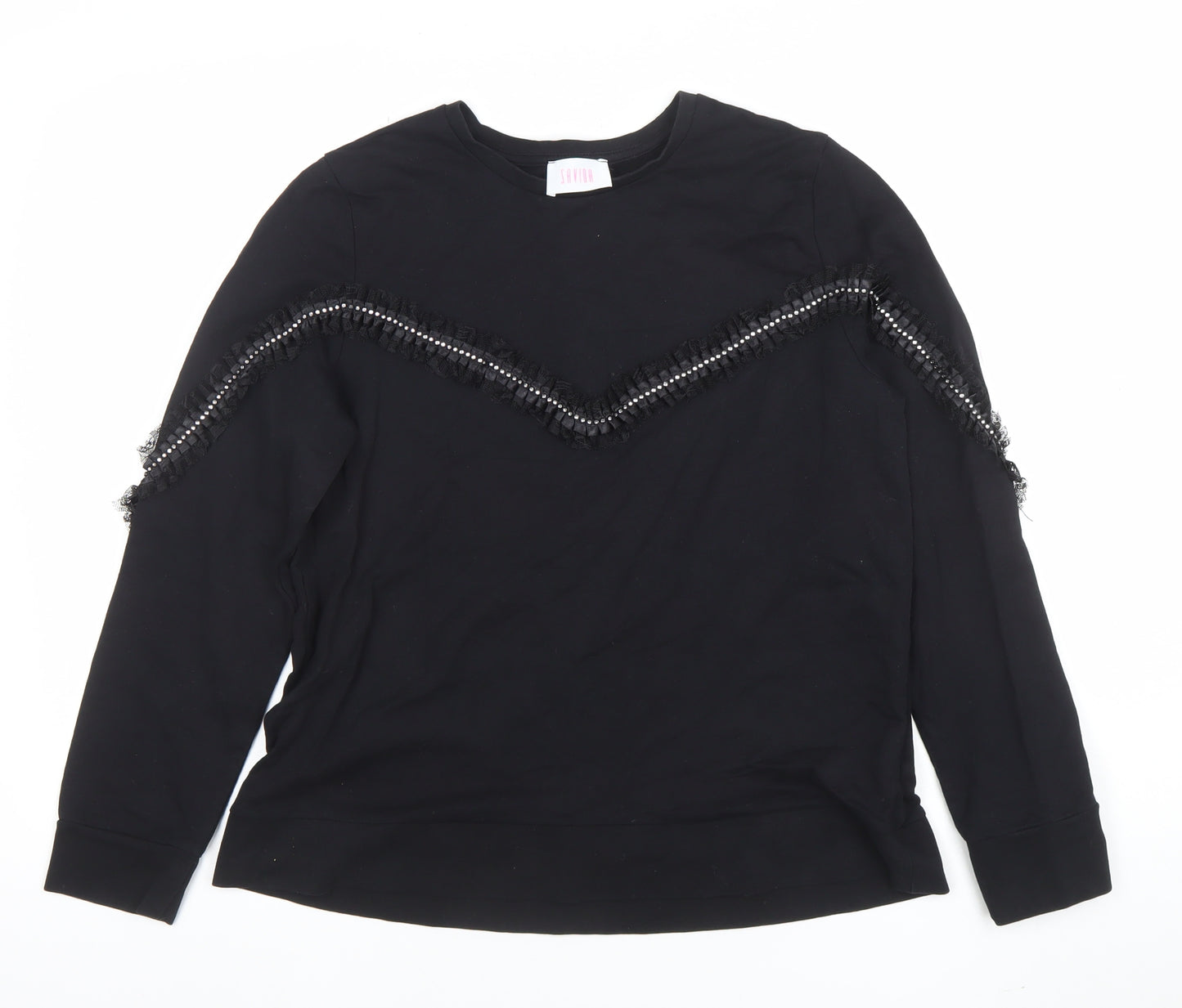 SANDRO Women’s Black Beaded Long Sleeve Pullover Sweatshirt Size 14