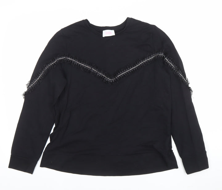SANDRO Women’s Black Beaded Long Sleeve Pullover Sweatshirt Size 14