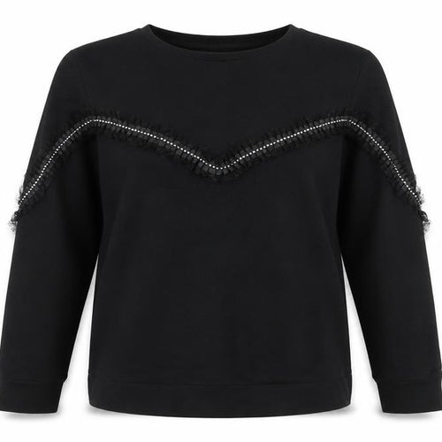SANDRO Women’s Black Beaded Long Sleeve Pullover Sweatshirt Size 14