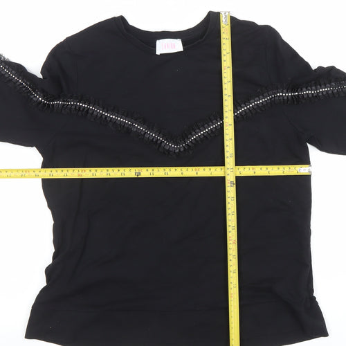 SANDRO Women’s Black Beaded Long Sleeve Pullover Sweatshirt Size 14