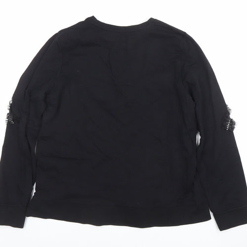 SANDRO Women’s Black Beaded Long Sleeve Pullover Sweatshirt Size 14