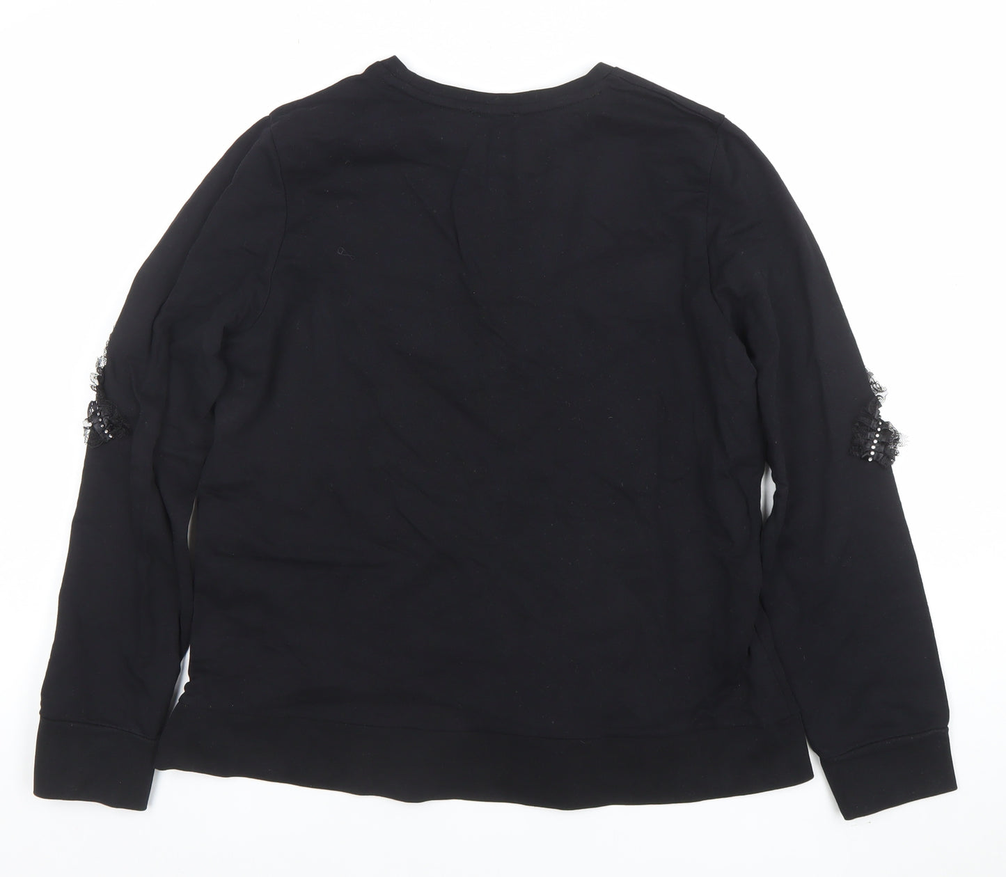 SANDRO Women’s Black Beaded Long Sleeve Pullover Sweatshirt Size 14