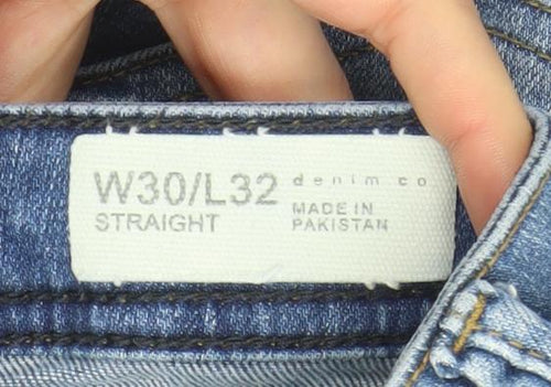 Denim Co Men's Blue Straight Jeans W30 L32 Cotton Blend
