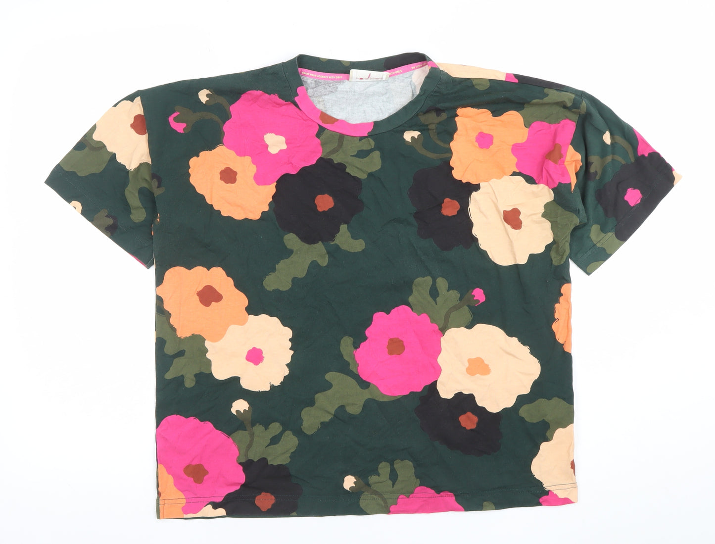 QBUS Womens Multicoloured Floral Short Sleeve T-Shirt M