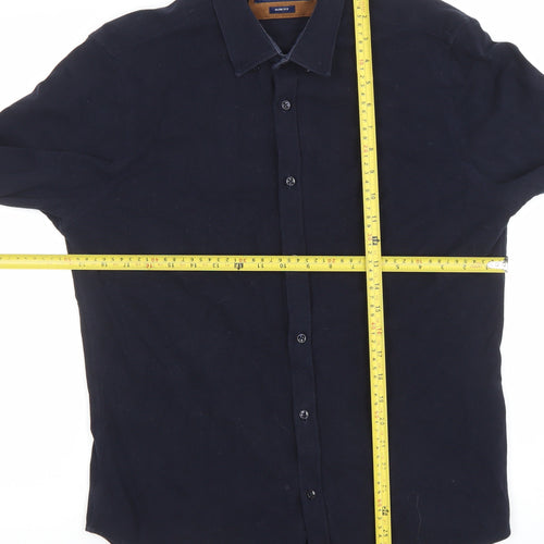 Zara Man Men's Blue Slim Fit Cotton Button-Up Shirt Medium