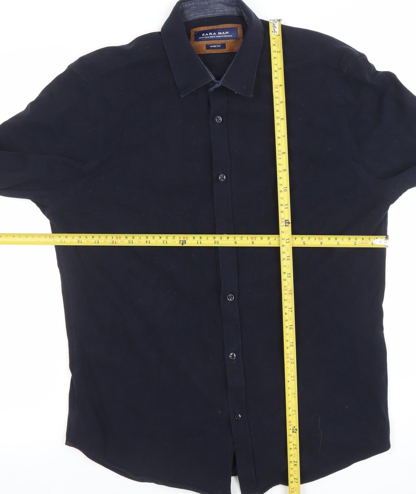 Zara Man Men's Blue Slim Fit Cotton Button-Up Shirt Medium