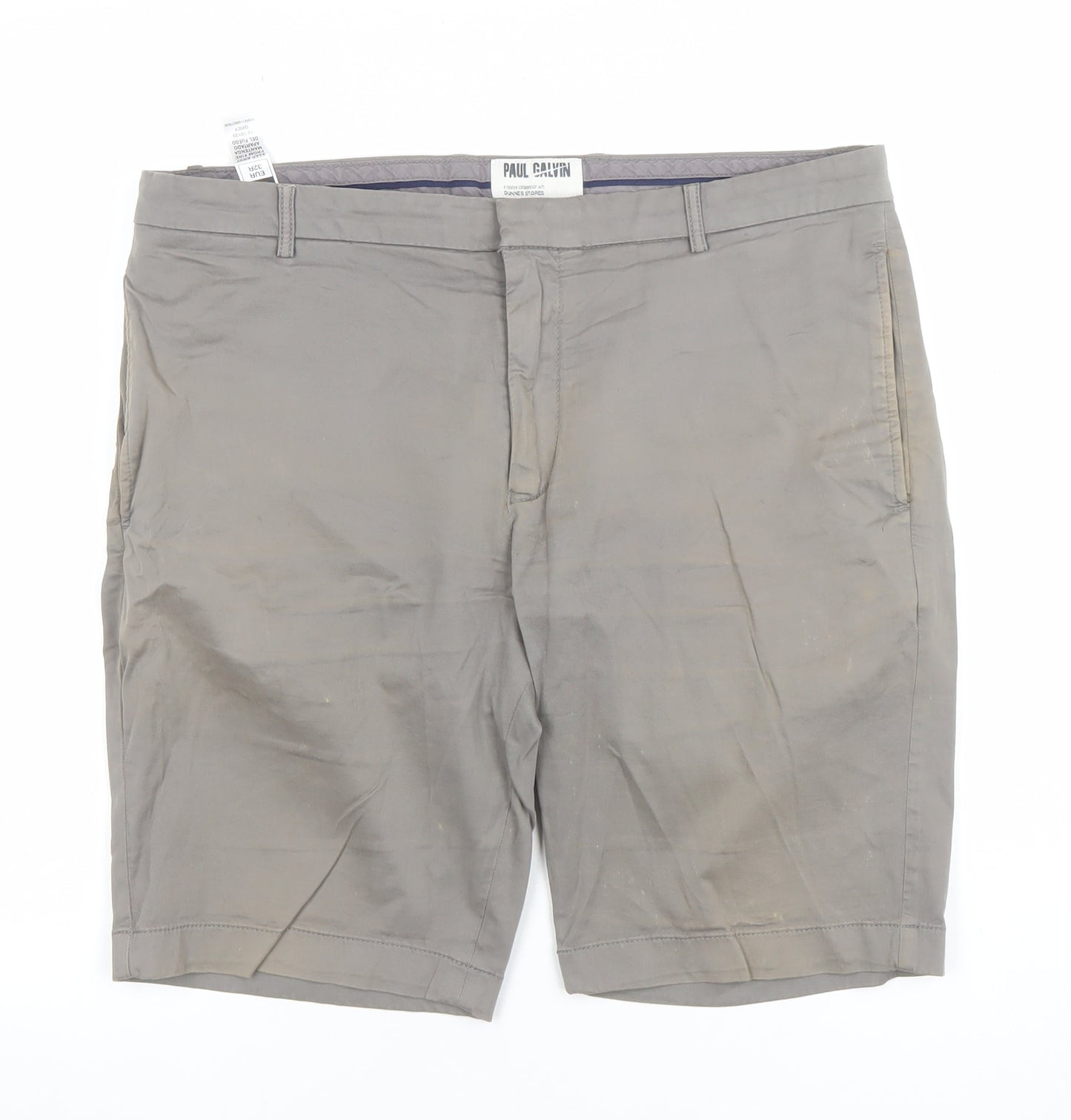 Paul Calvin Men’s Grey 32R Chino Shorts Cotton Stretch Casual