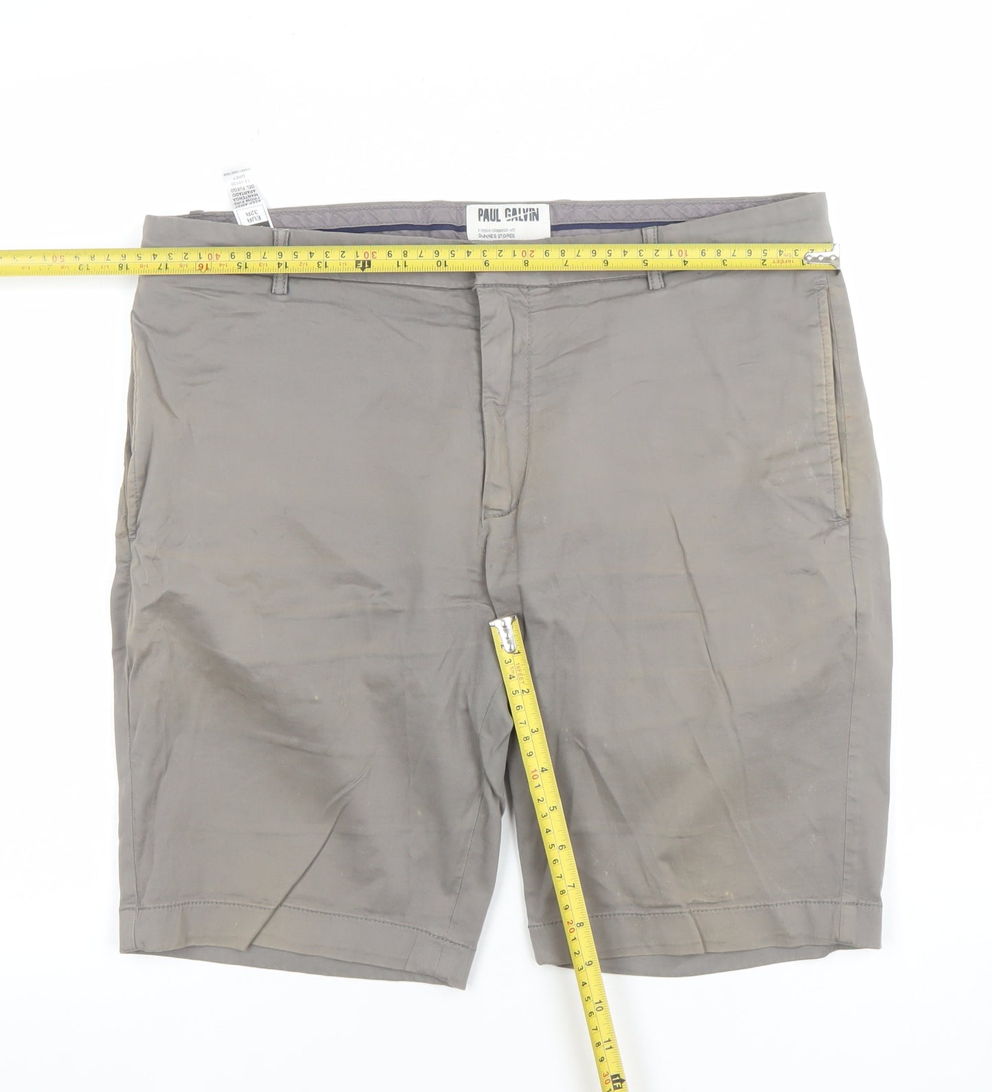 Paul Calvin Men’s Grey 32R Chino Shorts Cotton Stretch Casual