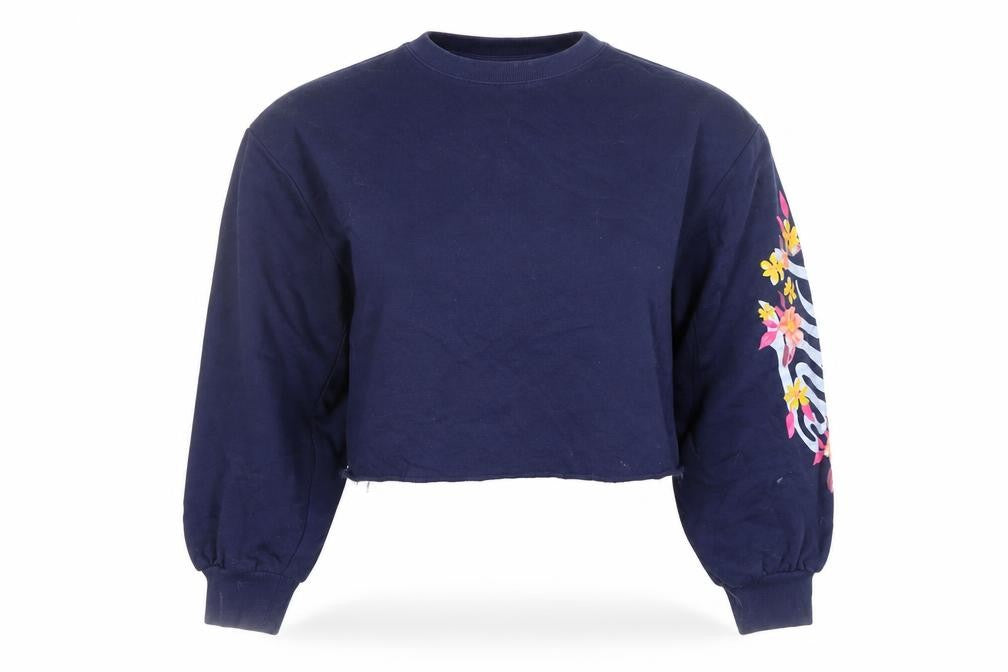 Victoria’s Secret PINK Navy Cropped Sweatshirt XS Floral Graphic Women