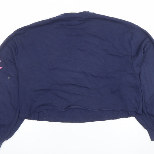 Victoria’s Secret PINK Navy Cropped Sweatshirt XS Floral Graphic Women