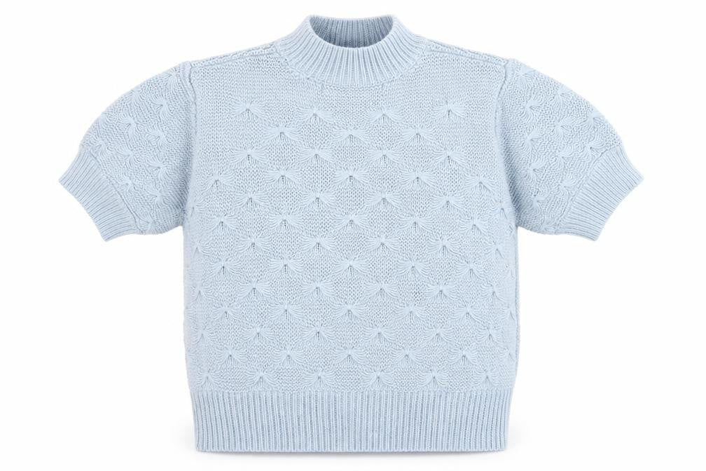 Vero Moda Womens Blue Mock Neck Short Sleeve Knit Jumper XL