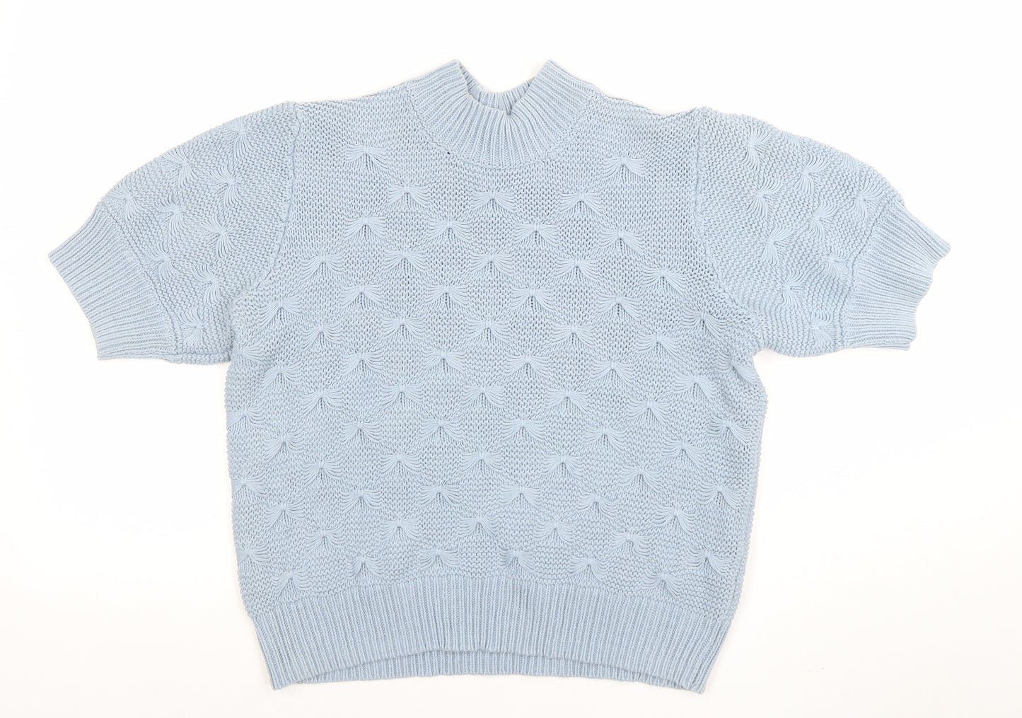 Vero Moda Womens Blue Mock Neck Short Sleeve Knit Jumper XL