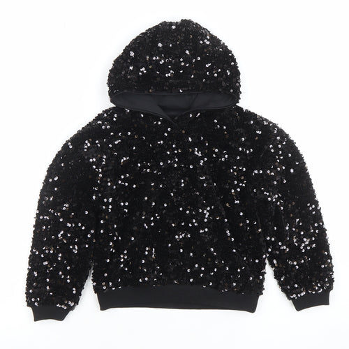 Dunnes Stores Girls Black Sequin Pullover Hoodie 4-5 Years