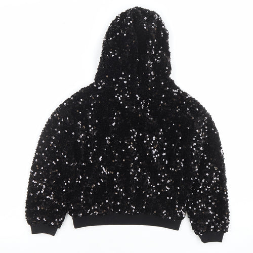 Dunnes Stores Girls Black Sequin Pullover Hoodie 4-5 Years