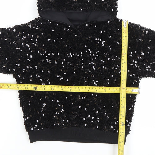 Dunnes Stores Girls Black Sequin Pullover Hoodie 4-5 Years