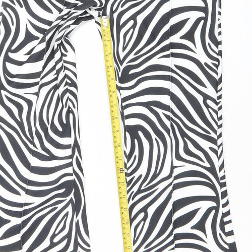 Stylewise Womens Black White Zebra Print Flared Trousers Size 12