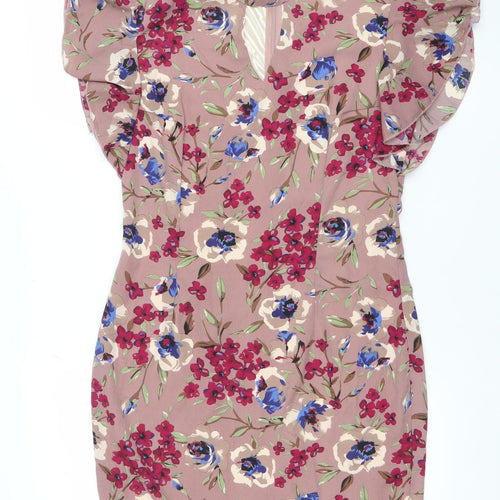 Tenki Women's Pink Floral Ruffle Shift Dress Size 12