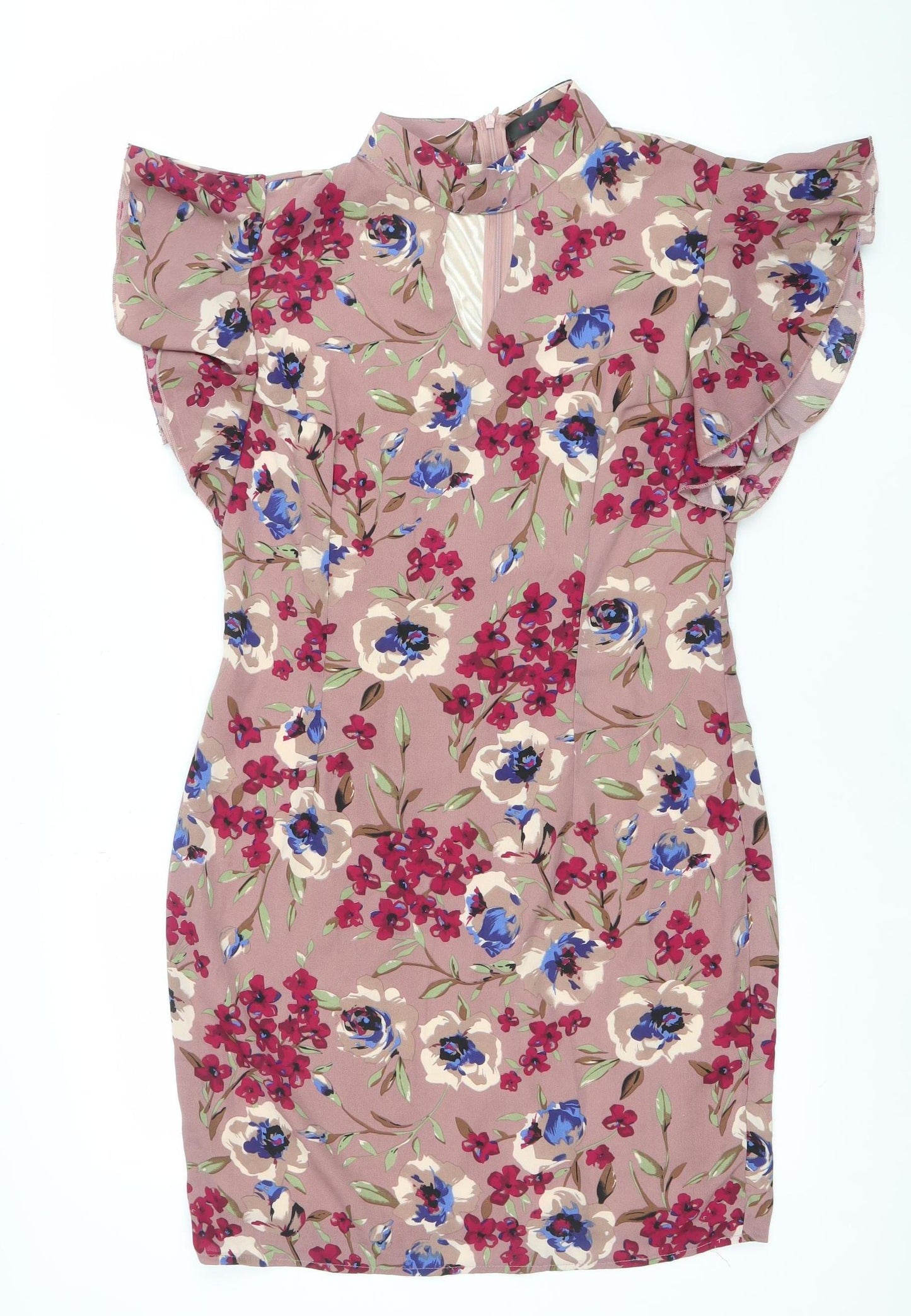 Tenki Women's Pink Floral Ruffle Shift Dress Size 12
