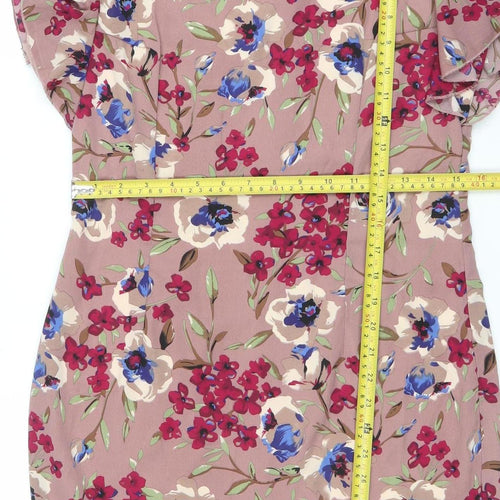 Tenki Women's Pink Floral Ruffle Shift Dress Size 12