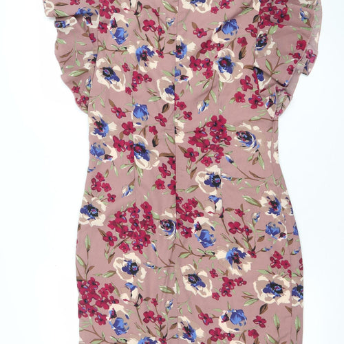 Tenki Women's Pink Floral Ruffle Shift Dress Size 12