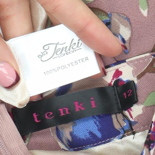 Tenki Women's Pink Floral Ruffle Shift Dress Size 12